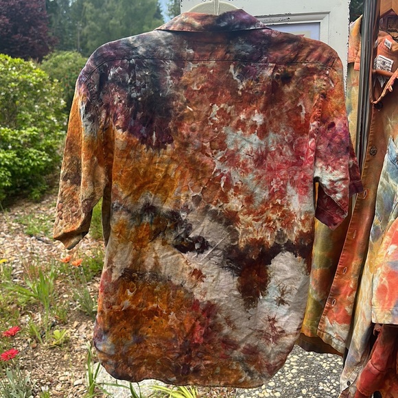 Ralph Lauren Vintage Linen button down shirt ice dyed by Allison Backman 14 - Picture 2 of 4